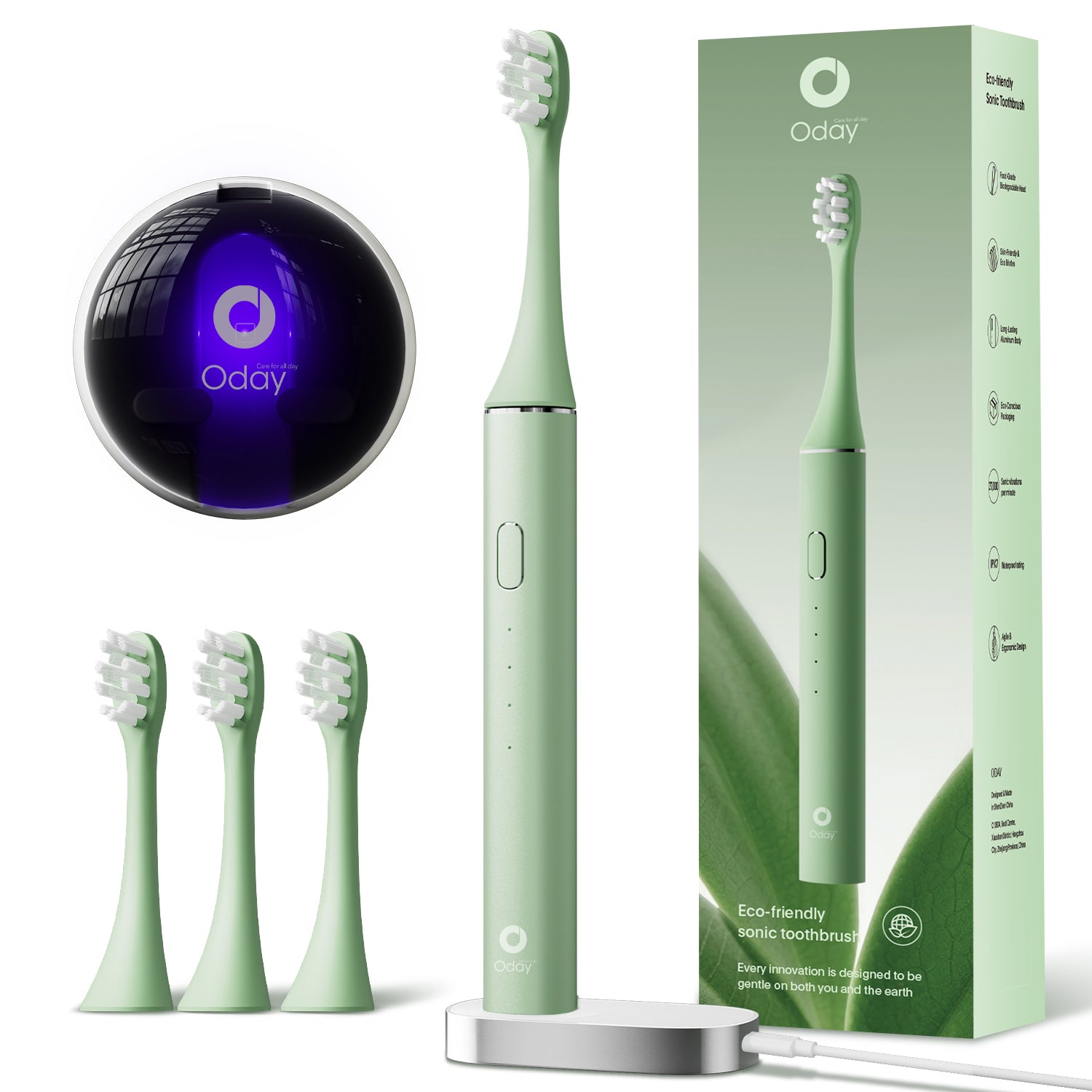 ODAY Sonic Electric Toothbrush, Wireless Charging, IPX7 Waterproof, 1 Month+ Battery