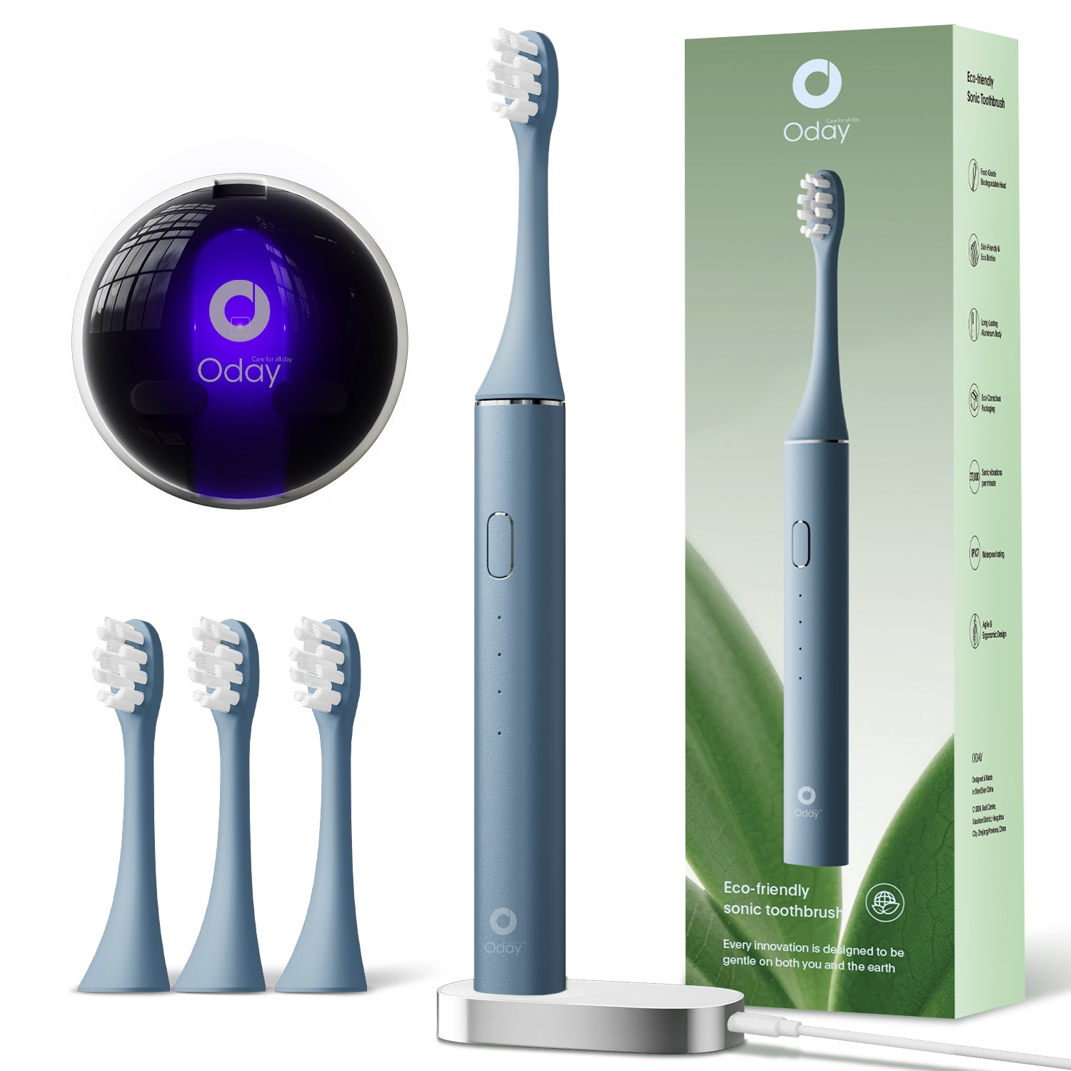 ODAY Sonic Electric Toothbrush, Wireless Charging, IPX7 Waterproof, 1 Month+ Battery