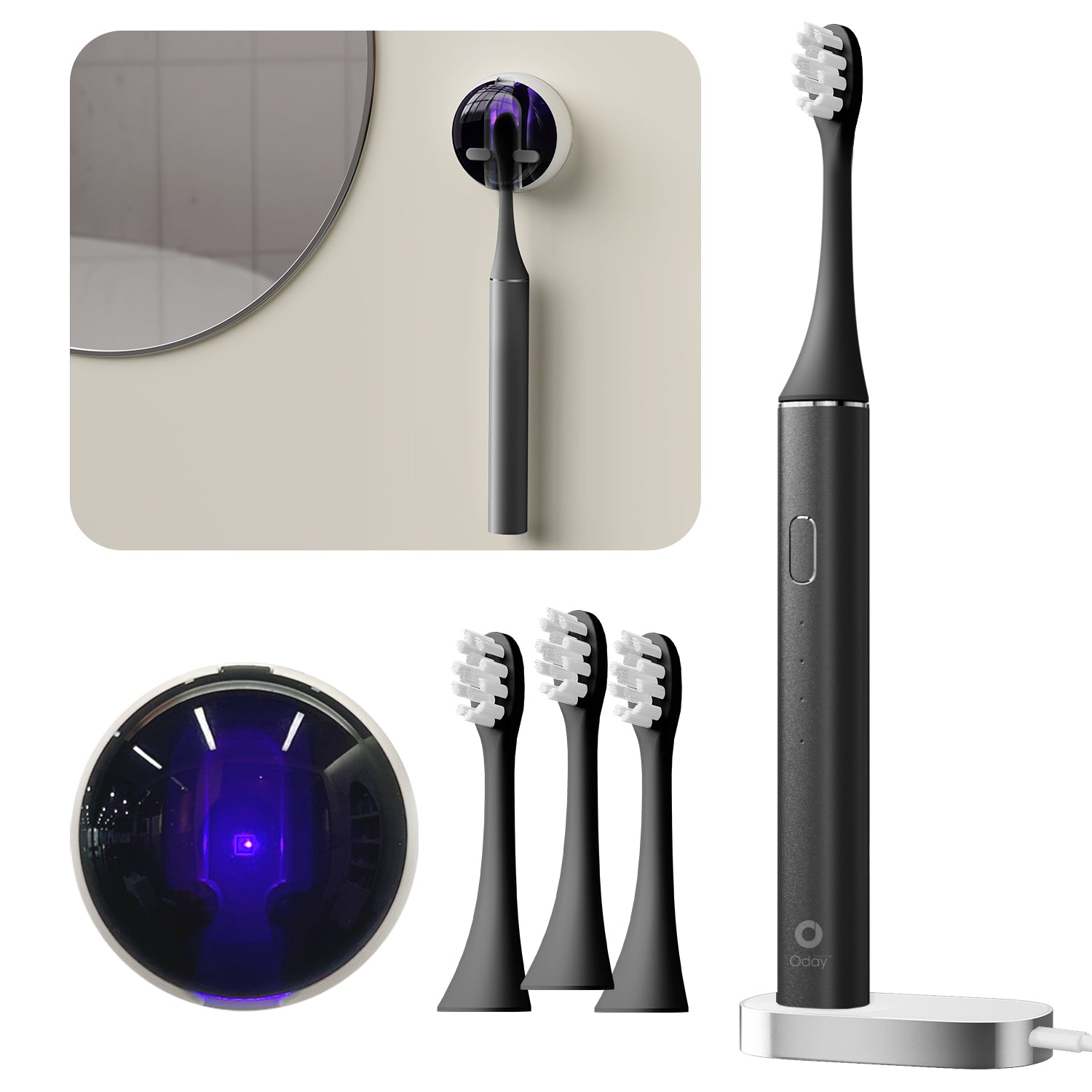 ODAY Sonic Electric Toothbrush, Wireless Charging, IPX7 Waterproof, 1 Month+ Battery