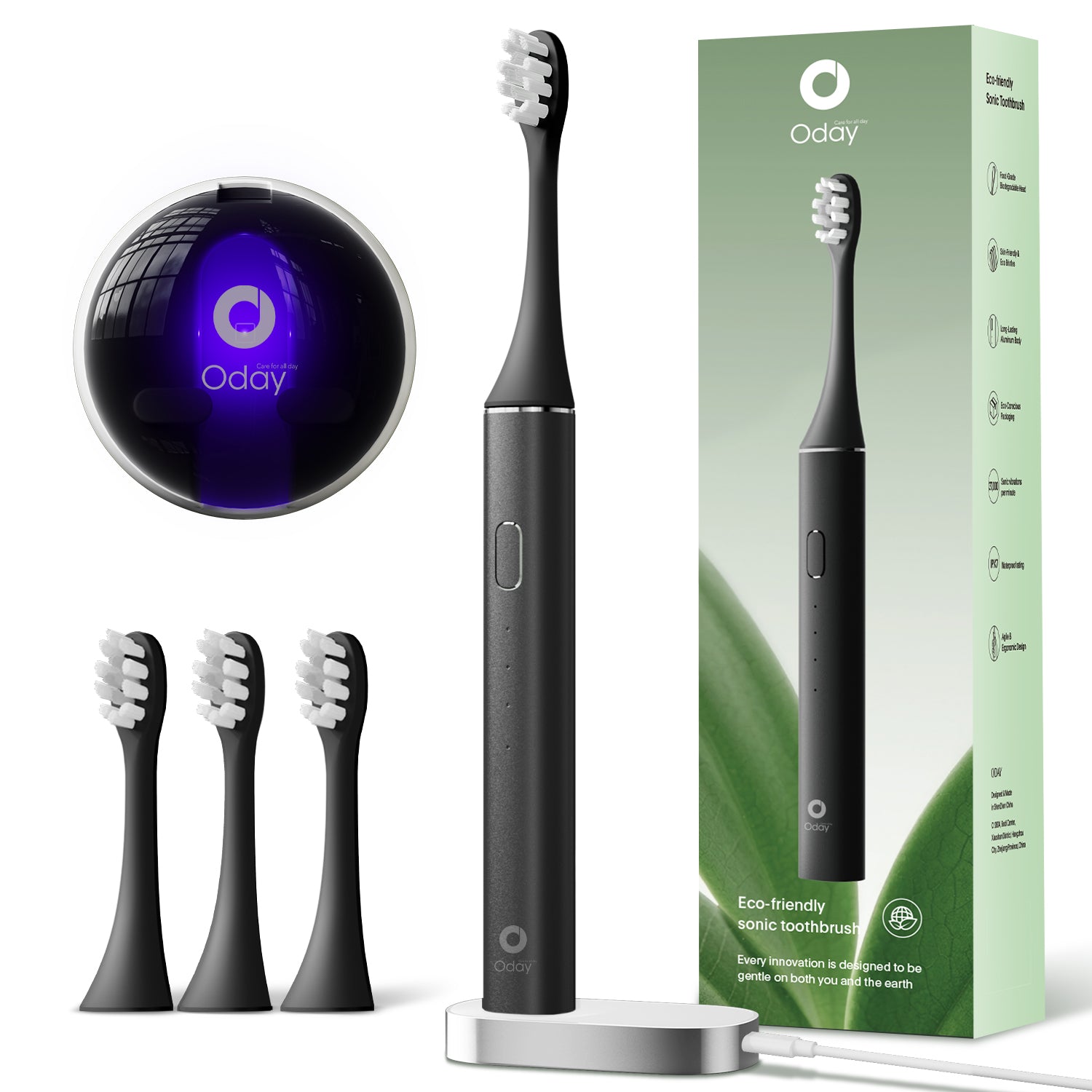 ODAY Sonic Electric Toothbrush, Wireless Charging, IPX7 Waterproof, 1 Month+ Battery