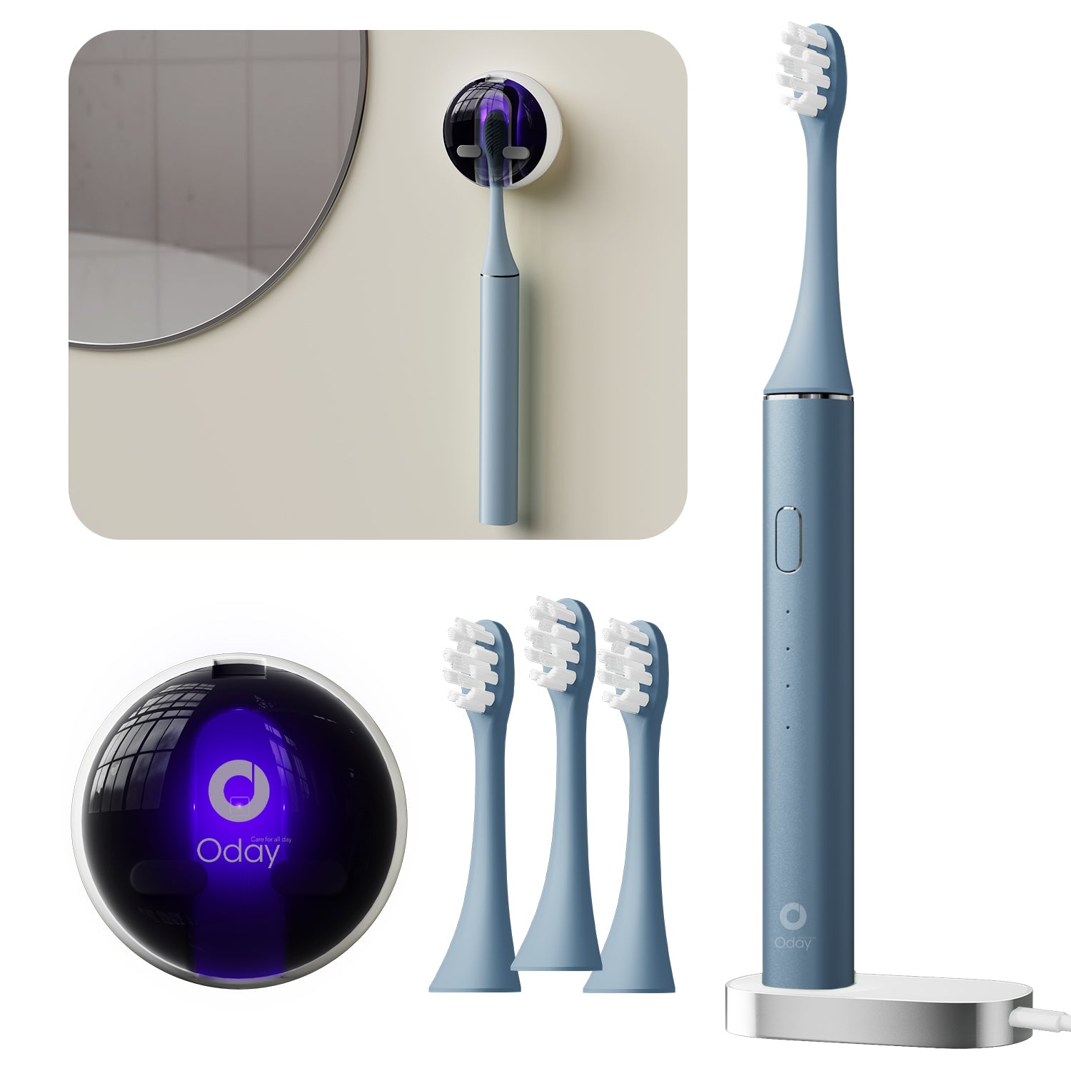 ODAY Sonic Electric Toothbrush, Wireless Charging, IPX7 Waterproof, 1 Month+ Battery