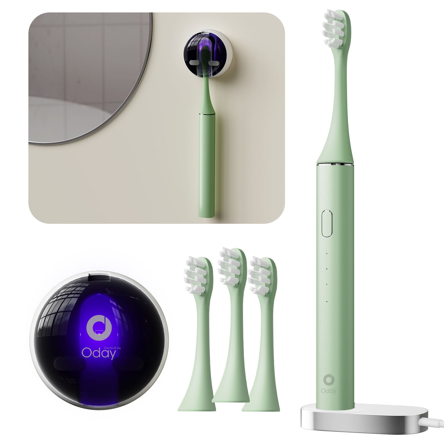 ODAY Sonic Electric Toothbrush, Wireless Charging, IPX7 Waterproof, 1 Month+ Battery