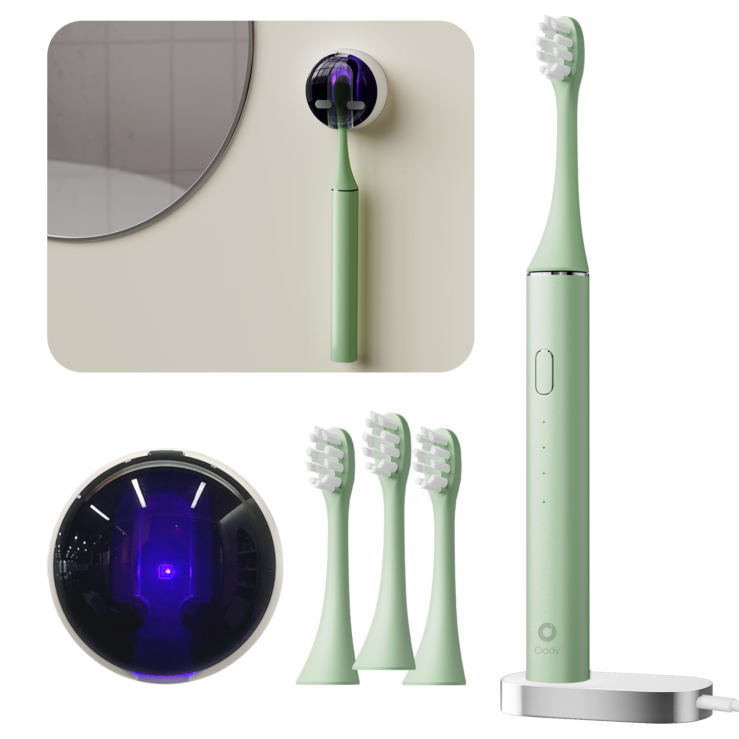 ODAY Sonic Electric Toothbrush, Wireless Charging, IPX7 Waterproof, 1 Month+ Battery