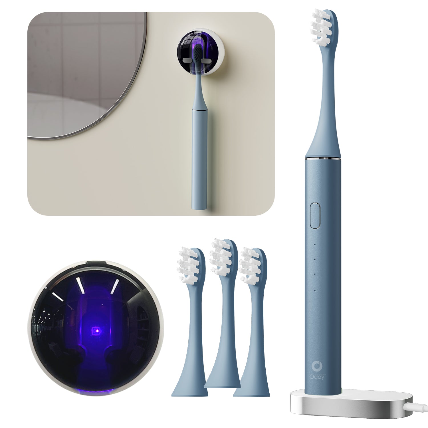 ODAY Sonic Electric Toothbrush, Wireless Charging, IPX7 Waterproof, 1 Month+ Battery