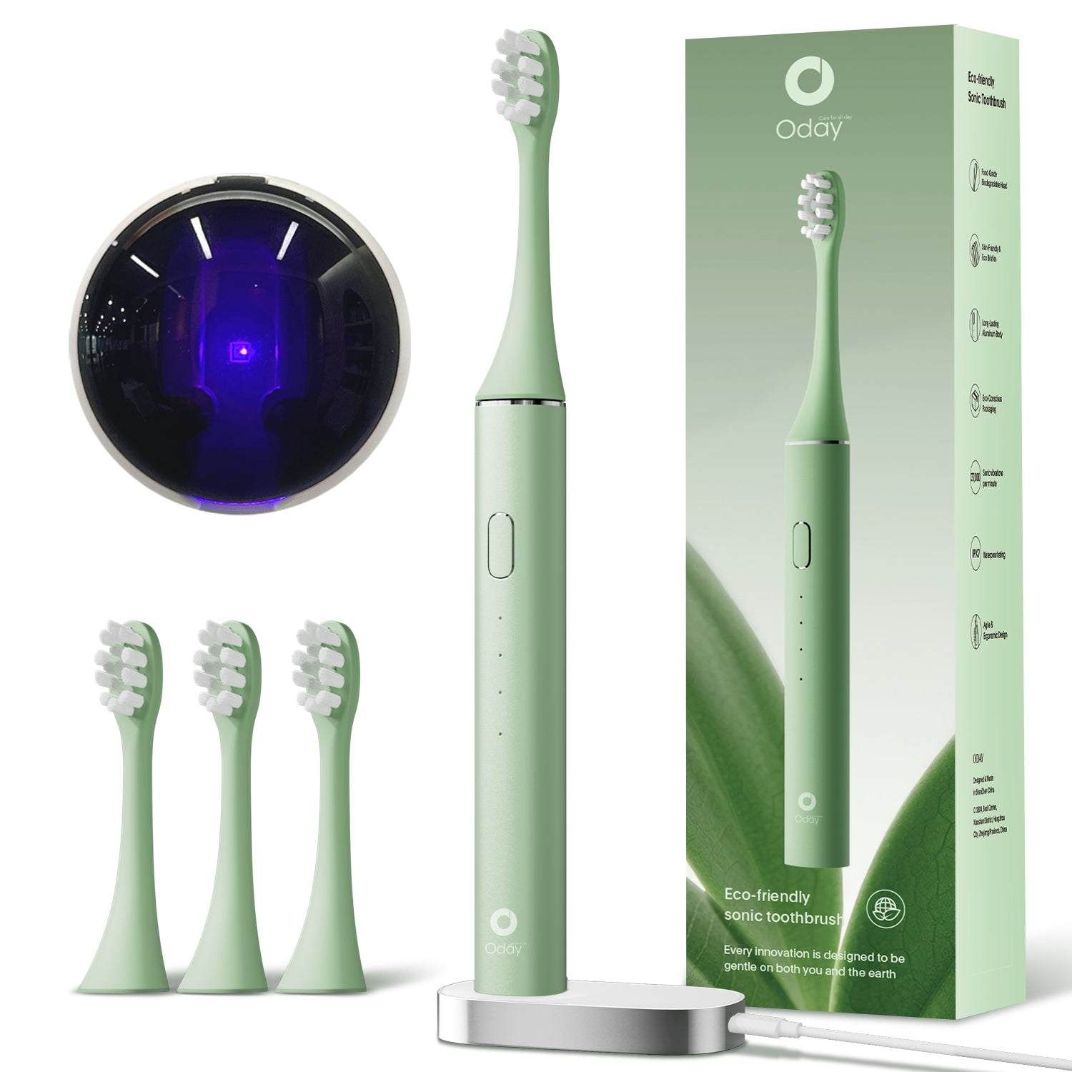 ODAY Sonic Electric Toothbrush, Wireless Charging, IPX7 Waterproof, 1 Month+ Battery